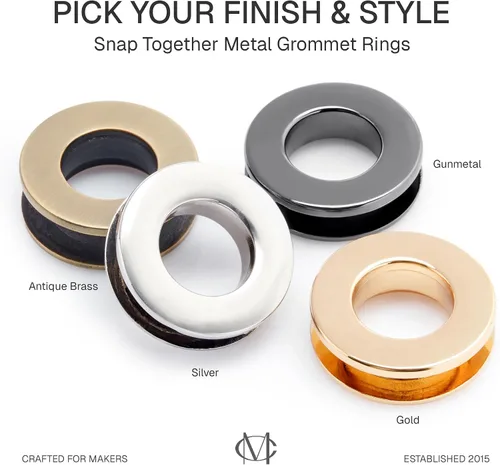 Miniatura 6 de CRAFTMEMORE Anillos de metal a presión con ojales de superficie plana, anillos tóricos para bolso, fácil instalación, paquete de 4 (0.433 in