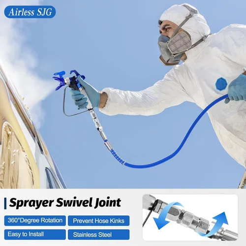 Miniatura 4 de 18 piezas Kit de pistola pulverizadora de pintura sin aire 3600PSI, con manguera de alta presión de 25 pies, varilla de extensión y puntas