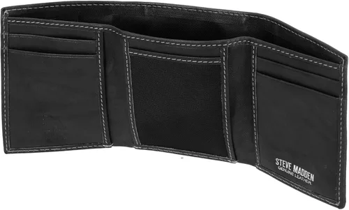 Miniatura 21 de Steve Madden Billetera triple RFID para hombre con ventana de identificación