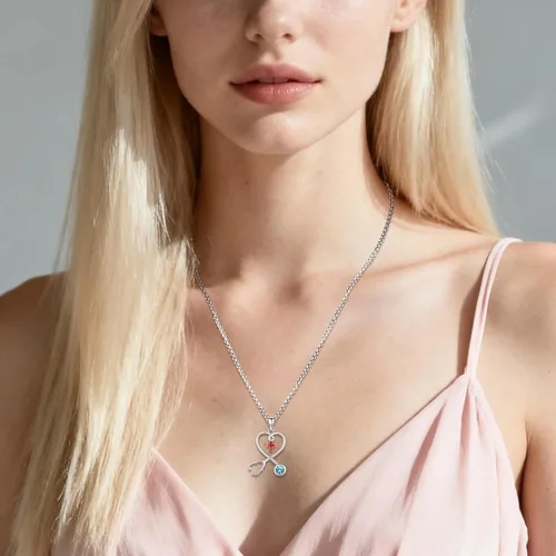 Miniatura 13 de Collar de alas de ángel de plata de ley 925, ángel de la guarda, enfermera RN caduceo, dije de ángel de cristal, joyería de regalo para mujer