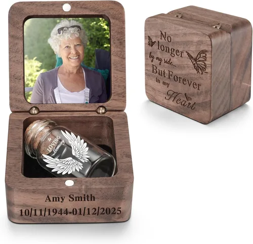 Miniatura 18 de SOITIS Small Urns for Human Ashes Keepsake Stainless Steel Mini Urns for Human Ashes Wooden Box Sharing Tree of Life Ashes Keepsake Cremation Urns