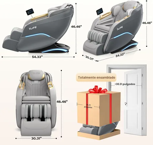 Miniatura 2 de TLIFE Silla de masaje de cuerpo completo, reclinable de gravedad cero de 160° con escaneo corporal, silla de masaje Shiatsu SL-Track de 50 pulgadas