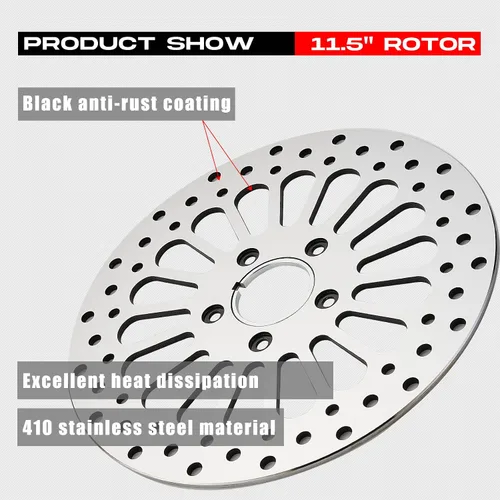 Miniatura 6 de Juego de 1 rotor delantero y 1 rotor trasero de 11.5 pulgadas para motocicleta Harley Davidson Touring Softail Sportster Dyna Early Super Glide