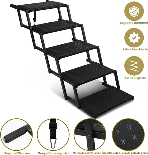 Miniatura 2 de Escaleras para perros para automóvil: rampas plegables para perros grandes con superficie antideslizante, escalones portátiles para perros