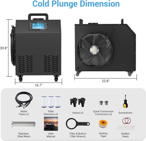 Miniatura 7 de Enfriador de inmersión en frío de 1 HP, sistema de filtración mejorado de purificación de 4 capas, enfriador de baño de hielo y calentador
