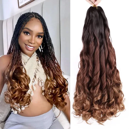 Miniatura 74 de Cabello rizado francés trenzado de 10 pulgadas, color 4, cabello rizado preestirado, 8 paquetes de trenzas de ganchillo de rizo francés para trenzas
