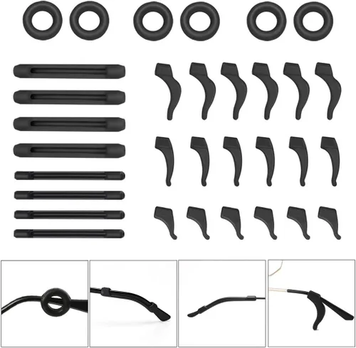 16 pares de ganchos para orejas de anteojos, soporte antideslizante para orejas, soporte para anteojos, topes para anteojos, puntas de patillas,