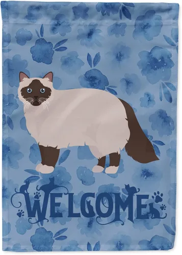 Miniatura 327 de Caroline's Treasures CK4813CHF - Bandera de bienvenida con gato abisinio azul, manga grande, para porche, para colgar en la pared, poliéster