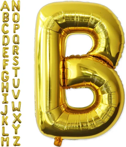 VHUWE Globo dorado de 40 pulgadas con letra B, globos de helio de aluminio del alfabeto de Mylar de gran tamaño para fiesta de cumpleaños,