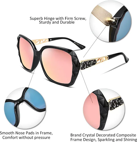 Miniatura 20 de FEISEDY - gafas de sol polarizadas para mujer, marco compuesto brillante B2289