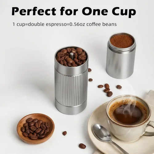 Miniatura 6 de Molinillo de café eléctrico y manual 2 en 1 con rebabas de acero inoxidable de 1.575 in, molino de fresas totalmente metálico recargable por USB