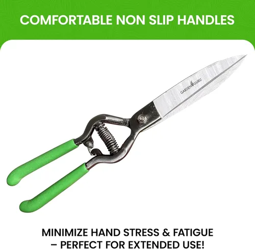 Miniatura 2 de GARDEN GURU Tijeras de mano para cortar césped, podadoras clásicas de acero forjado, asas de agarre cómodo, perfectas para bordes de césped a mano
