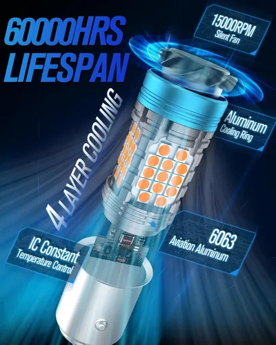 Miniatura 4 de 1157 Bombilla LED Ámbar, 2057 7528 2357A Bombilla LED de Señal de Giro con Resistencia Integrada CANBUS Libre de Errores, Bombilla Intermitente