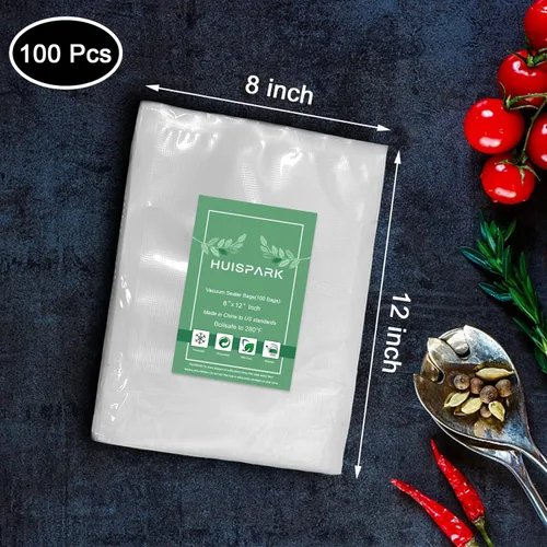 Miniatura 6 de Bolsas selladoras al vacío, 20,3 cm × 30,5 cm, 100 PIEZAS, diseño precortado resistente de grado comercial, bolsa sellable de alimentos para sellado