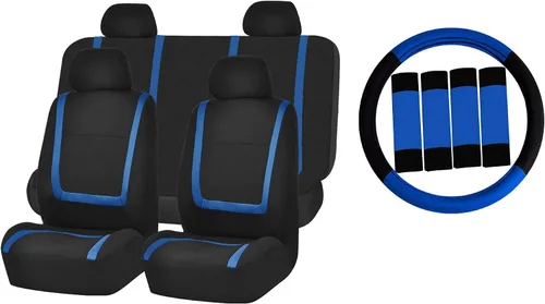 Miniatura 15 de FH GROUP FH-FB032114 fundas de asientos de automóvil de tela lisa exclusivas con funda de volante FH GROUP FH2033 y almohadillas de cinturón