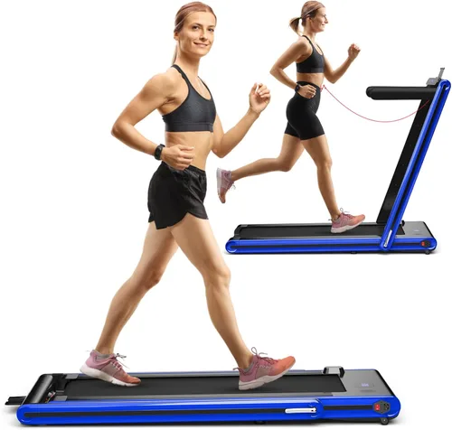 Miniatura 10 de Goplus Caminadora plegable 2 en 1, caminadora eléctrica de 2.25 HP para debajo del escritorio con pantalla LED, altavoz de dientes azules, Plateado