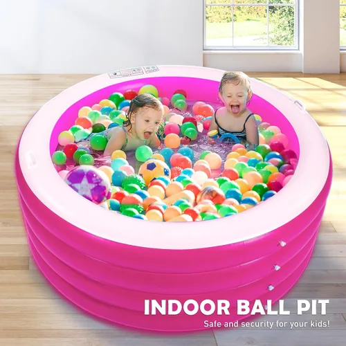 Miniatura 7 de Piscina inflable redonda de 72 x 30 pulgadas de profundidad, piscina inflable para el patio trasero para niños, rosa