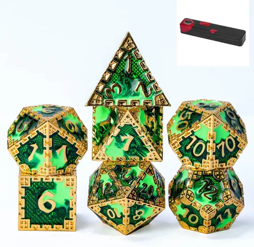 Miniatura 27 de UDIXI Juego de dados de metal de 7 troqueles, juego de dados poliédricos DND para juegos de rol y otros juegos de mesa (cobre antiguo)
