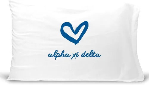 Miniatura 20 de sockprints Funda de almohada Alpha Chi Omega - Nombre de la hermandad con diseño de corazón. Funda de almohada 100% algodón tamaño estándar 20 x 30