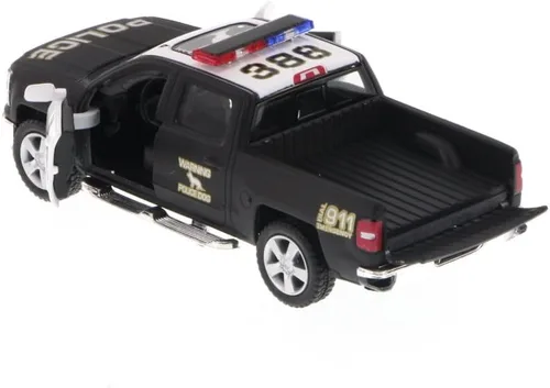 Miniatura 4 de KiNSMART 2014 Chevrolet Silverado LTZ Crew Cab 4x4 1:46 Escala 5" Modelo de Metal Fundido a Presión Camión de Juguete de Camioneta (Edición Policía)