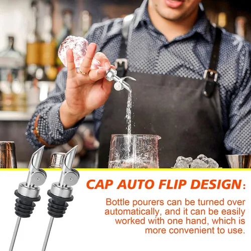 Miniatura 5 de 12 vertedores de botellas de licor con peso, boquilla de aceite de oliva abatible automática, boquilla dispensadora de aceite de oliva de acero