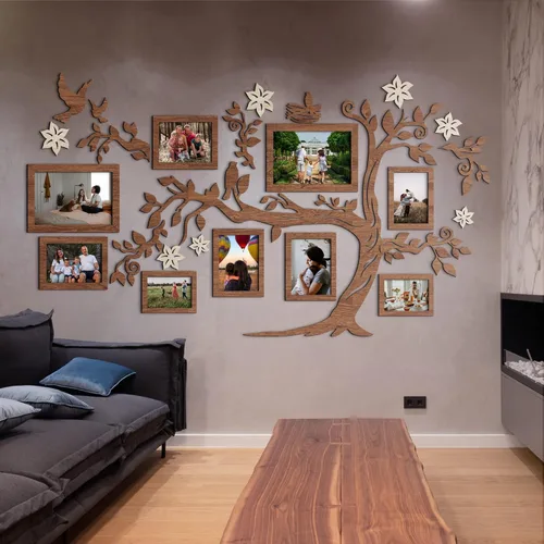 Miniatura 7 de JustLikeWood Decoración grande para el hogar, árbol genealógico de madera con marco, decoración estándar para salas de casa, calcomanías de pared