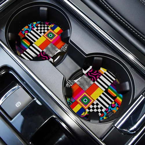 Miniatura 32 de WOCOCN Posavasos para automóvil, portavasos para automóvil, 2.75 pulgadas, antideslizantes y absorbentes, bonitos accesorios interiores para Negro
