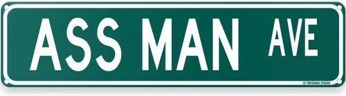 Ass Man Ave - Letrero divertido de calle de 16 x 4 pulgadas, decoración de bar de humor inapropiado para el hogar y la universidad (AssManAveStreet)