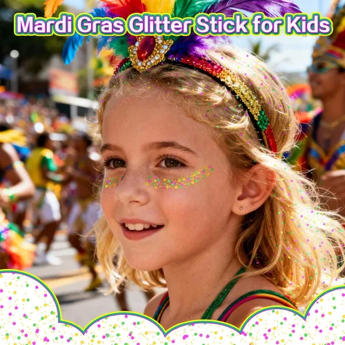 Miniatura 3 de MEICOLY Barra de purpurina corporal de Mardi Gras, barra de purpurina para el cabello para mujeres y niños, accesorios de atuendo de Mardi Gras