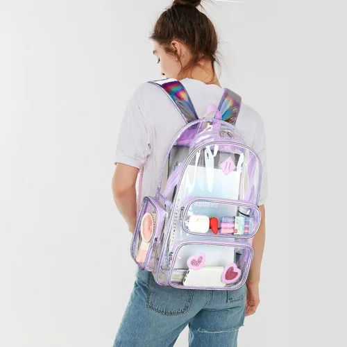 Miniatura 113 de CAMTOP Mochila transparente resistente y transparente para estudiantes, escuela, trabajo, festival, viajes, deportes, Beige, Mediana, Camtop Mochila