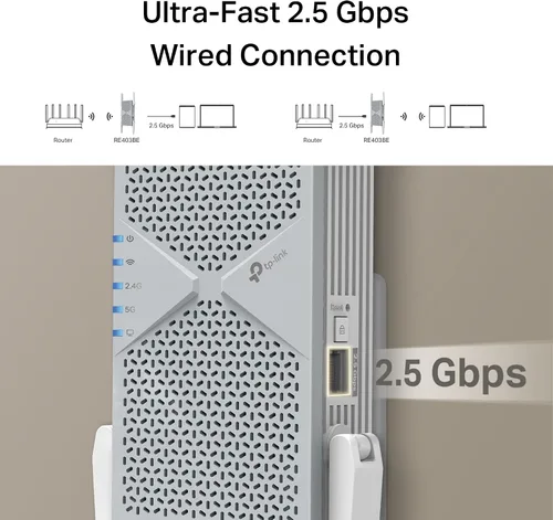 Miniatura 4 de TP-Link BE6300 Wi-Fi 7 Extensor de alcance RE403BE con puerto de 2.5G Repetidor inalámbrico de doble banda de 6.3 Gbps Amplificador de señal