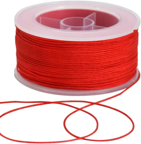 TONIFUL 0.8mm x 70 yardas de cordón de nylon rojo satinado para hacer pulseras Joyería Cordón de macramé cola de ratón Cordón de collar a granel