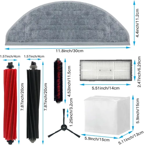 Miniatura 2 de Kit de accesorios para Xiaomi Roborock S8 Pro Ultra /S8 acoplamiento, 2 cepillos de rodillos, 1 cepillo de autolimpieza, 2 filtros Hepa, 4 cepillos