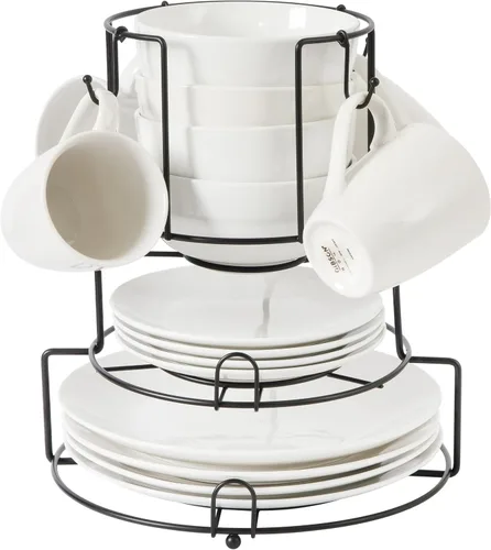 Miniatura 9 de Gibson Home Oslo - Juego de vajilla de porcelana resistente a las astillas y a los arañazos de 12 piezas, servicio para 4 – Platos y cuencos negros