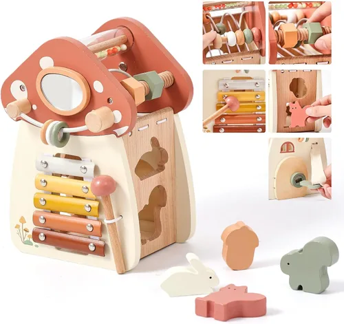 Miniatura 9 de Youuys Cubo de actividades de madera 9 en 1, juguetes Montessori para niños y niñas de más de 3 años, juguetes educativos multiusos de aprendizaje