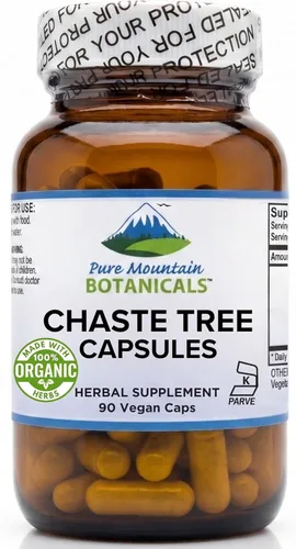 Pure Mountain Botanicals Vitex Chasteberry Suplemento – 90 cápsulas – 400 mg orgánico Vitex Berry – KOF-K Kosher Certified Vegan Chaste Tree Berry