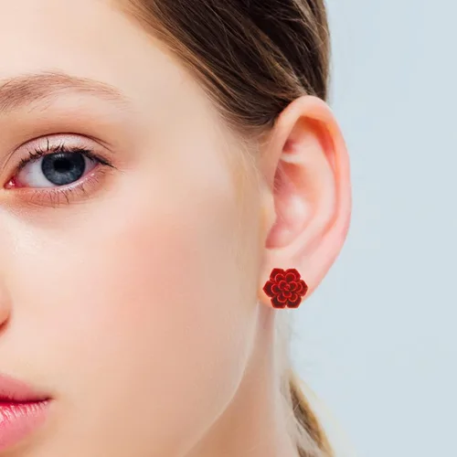 Miniatura 24 de Handmade Succulent Earrings 13mm Hypoallergenic 925 Sterling Silver Post Soft Ceramic Resin Stud Earrings for Women Sensitive Ears