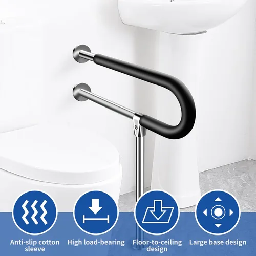Miniatura 2 de Barras de agarre de acero inoxidable para discapacitados, pasamanos de inodoro de 23.6 pulgadas, barra de seguridad para baño, barra de soporte