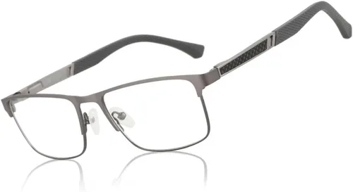 ZENOTTIC Gafas de lectura con luz azul para hombre, lectores de computadora, marco de metal cuadrado de moda, antirreflejos