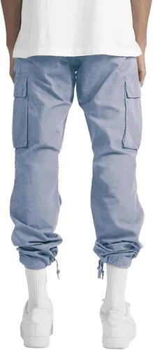 Miniatura 4 de THWEI Pantalones cargo para hombre, pantalones deportivos casuales de algodón, holgados, rectos