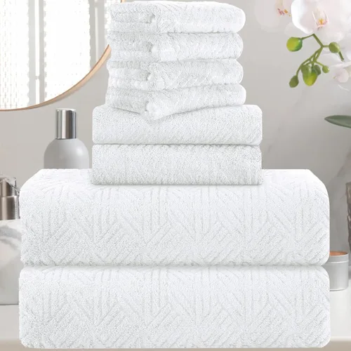 Miniatura 17 de CHINO Juego de 8 toallas de baño turquesa, 2 toallas grandes/2 toallas de mano/4 toallitas, toalla de baño grande de 600 GSM, toalla de secado