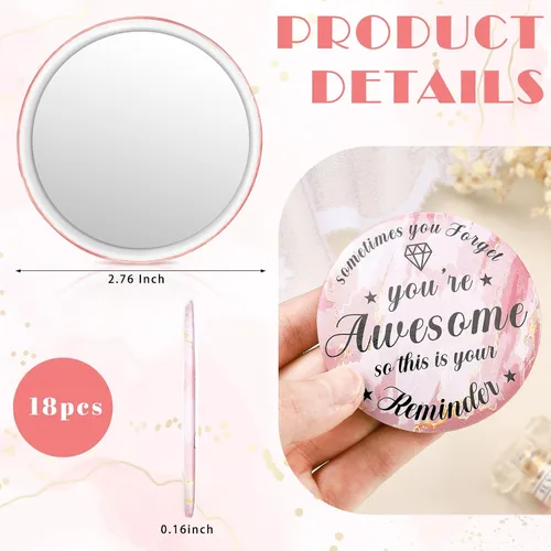 Miniatura 2 de Tradder 18 piezas de espejo compacto a granel para mujeres, regalo de belleza rosa, día de la madre, regalos inspiradores de agradecimiento