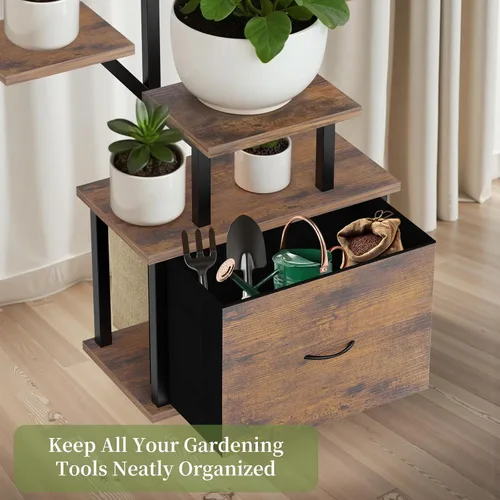 Miniatura 3 de Soporte para plantas de interior con luces de crecimiento, estante de metal de 12 niveles con cajón, soporte grande de 65 pulgadas para plantas
