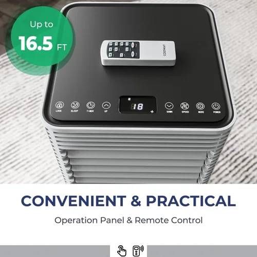 Miniatura 4 de COSTWAY - Aire acondicionado portátil, unidad de aire acondicionado de 8000 BTU para espacios de hasta 230 pies cuadrados, con control remoto