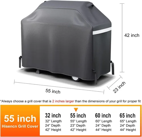 Miniatura 2 de Hisencn Cubierta para parrilla de barbacoa de 55 pulgadas, resistente al agua, para parrilla de gas de 3 a 4 quemadores, para Weber, Charbroil