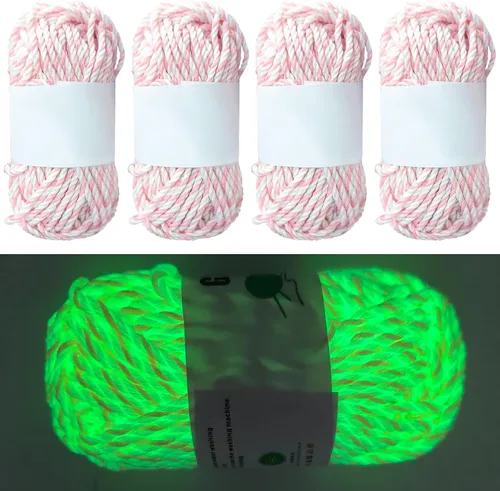 Miniatura 7 de Cordón luminoso para macramé, cuerda de punto bohemia para manualidades, cuerda de manualidades que brilla en la oscuridad, para tejer árbol
