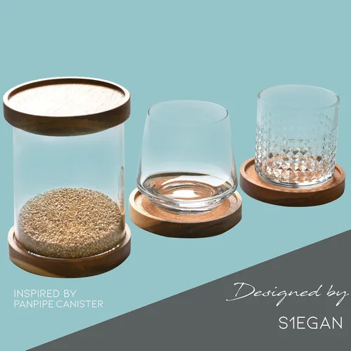 Miniatura 6 de Portavasos de madera de acacia para bebidas, 4.13 pulgadas, juego de 6, absorbentes y aislantes, apilables de corcho, posavasos rústicos para mesa