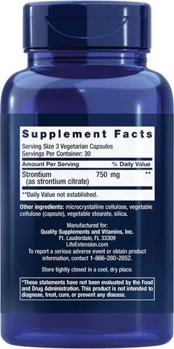 Miniatura 2 de Life Extension Strontium Caps 750 mg - Suplemento para la salud ósea - Apoya la densidad del tejido óseo y promueve el envejecimiento óseo saludable
