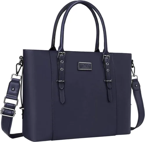 Miniatura 22 de MOSISO Bolso de mano de piel sintética para laptop para mujer (15-16 pulgadas), impermeable, de gran capacidad, maletín de trabajo de negocios