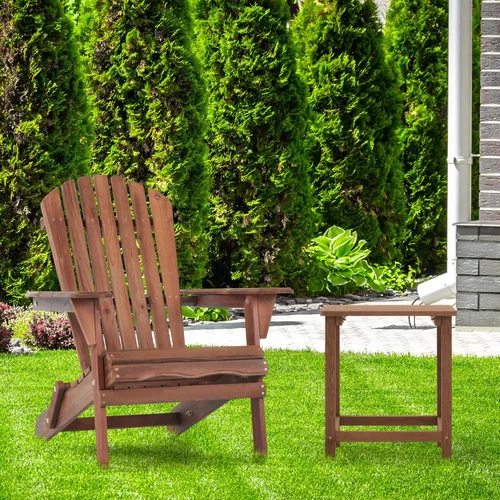 Miniatura 4 de Juego de 2 sillas Adirondack plegables de madera, sillas de madera para jardín al aire libre, silla de patio de madera de cedro maciza para jardín